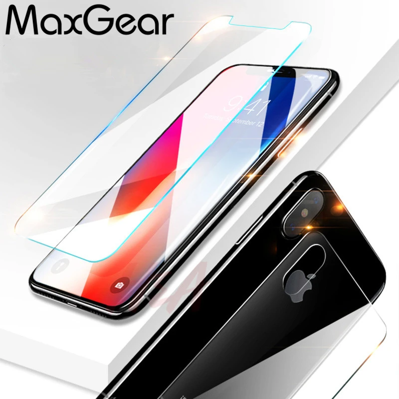 Переднее + заднее закаленное стекло 0 3 мм для iphone X 8 Plus 9H Премиум Защитная пленка