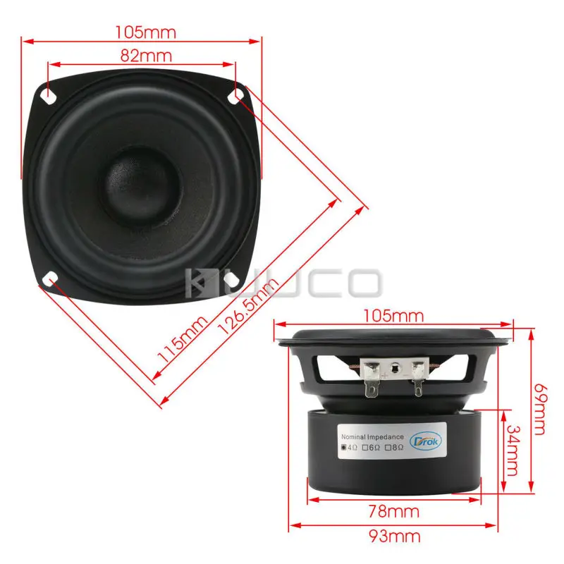 

40W Woofer Speaker Antimagnetic Loudspeaker 4-inch 4 ohms Hi-Fi Subwoofer Speaker Bass Speaker for DIY speakers