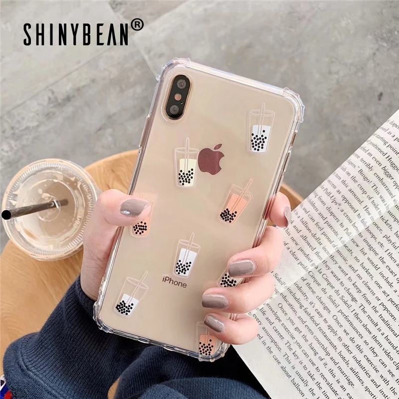 Противоударный чехол ShinyBean Bubble tea для iPhone X XS XR Max Прозрачный телефона 6 6s 7 8 Plus