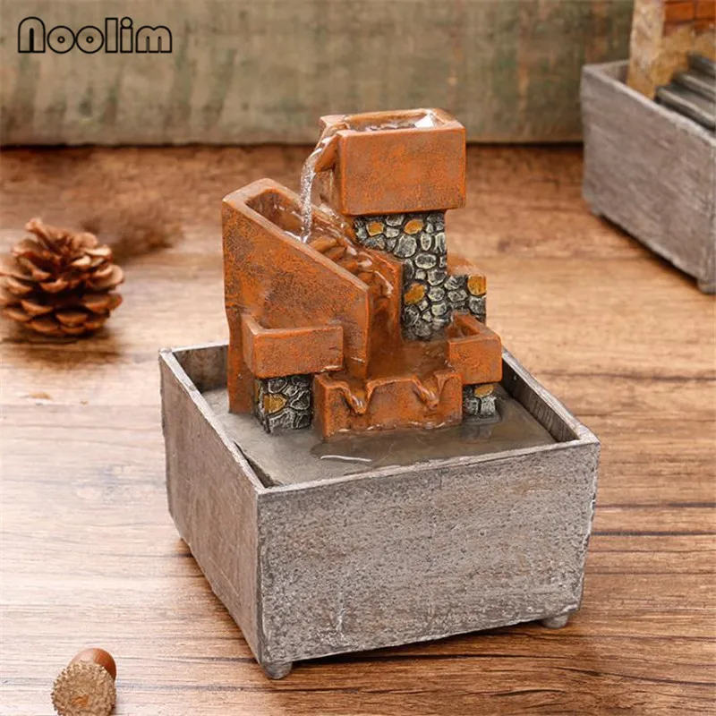 Resin Creative Indoor Feng Shui Turn Water Fountain Desk Decoration Home Accessories Micro Landscape Desktop Ornaments | Дом и сад