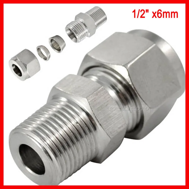 

Двойной наконечник трубки фитинг мужской разъем 6 ММ ODx1/2 "NPT нержавеющая сталь SS304 5 шт./лот