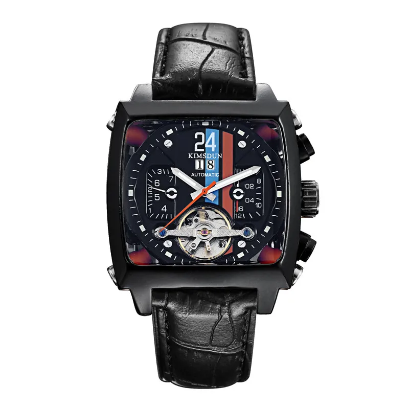 Tourbillon автоматические механические хронограф для мужчин кожа просмотром Скелет s