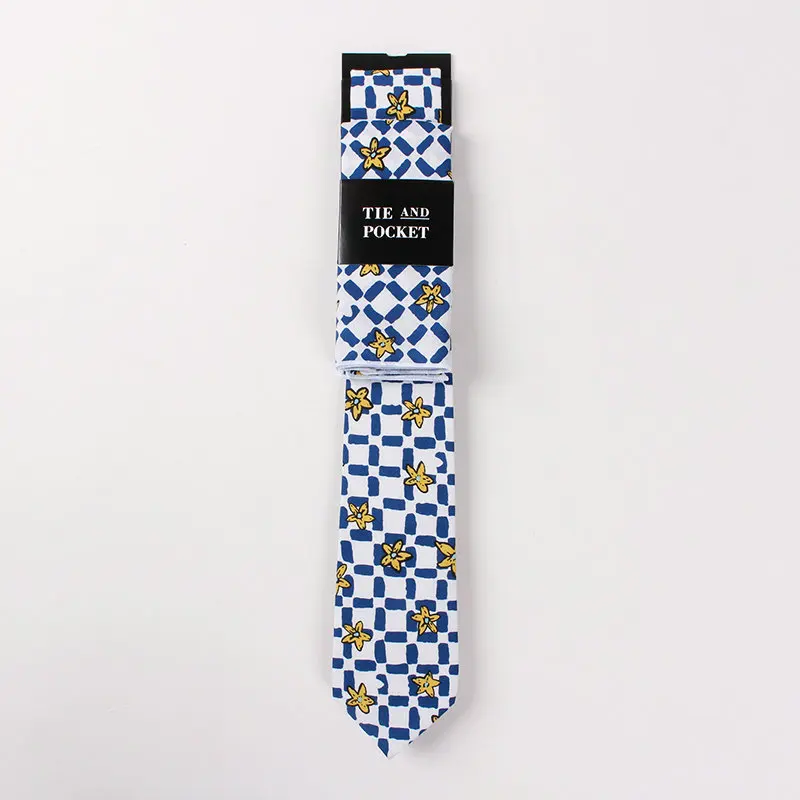 CT049A Хлопок мужской галстук с модным принтом галстук+ Pocket Square Set 6,5 см Галстук Hanky шеи галстуки комплект 42 стиль подарок к празднику Gravata тонкий - Цвет: CT049A