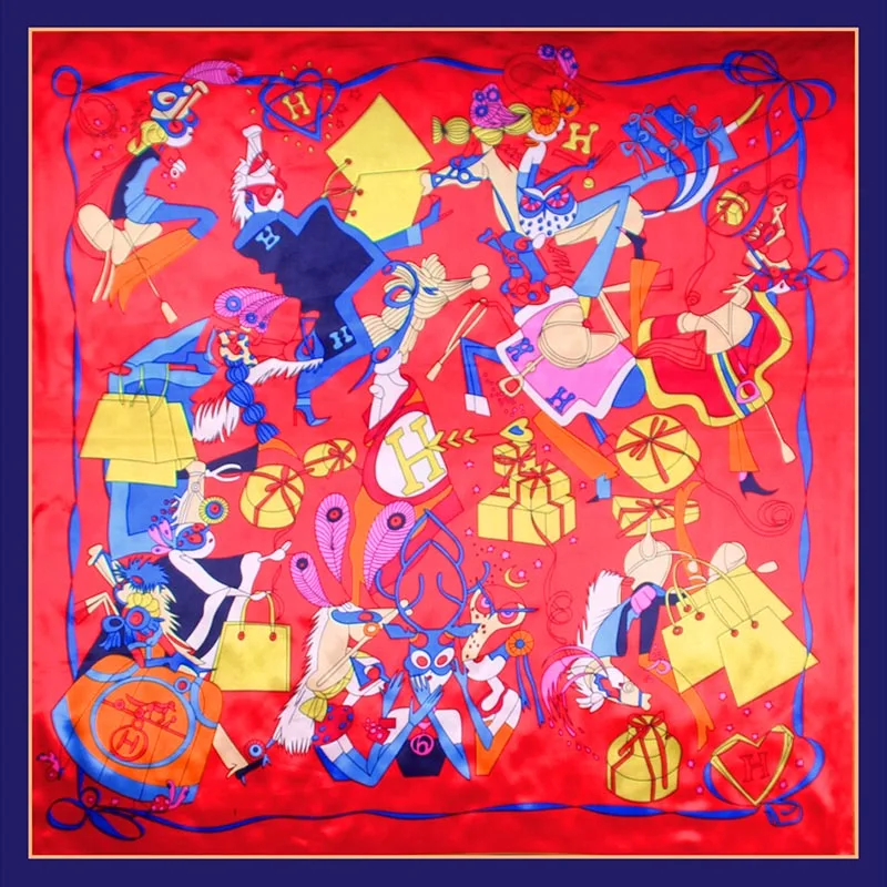 Для женщин шелковый шарф 2018 новый большой шали палантины граффити печати