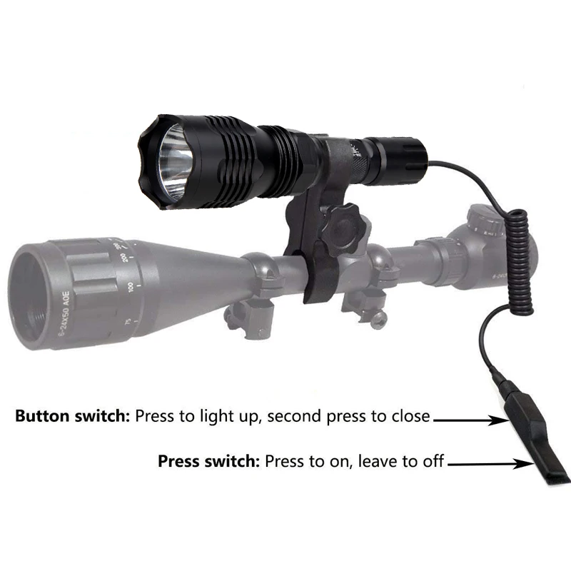 

VASTFIRE LED Tactical Gun Flashlight VA-802 XML-T6 Hunting Torch lantern Rail 20mm Airsoft Rifle Scope Mount gun Scout Light