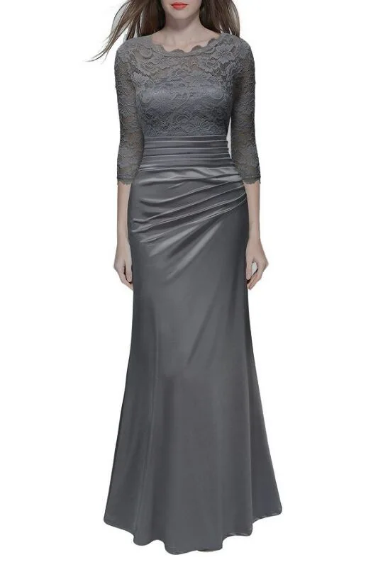 AR Chic Винтаж Кружево крючком Пром Длинные платья женщин Slim Fit элегантная в стиле