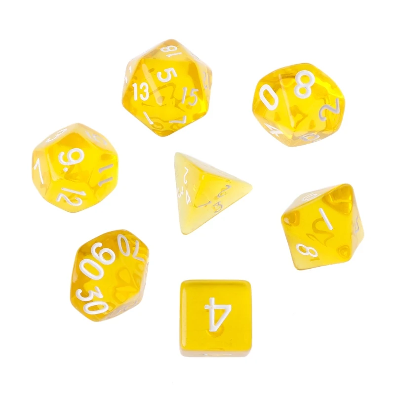 7 шт. прозрачные многогранные игральные кости для Dragon Pathfinder D20 D12 2xD10 D8 D6 D4 Прямая