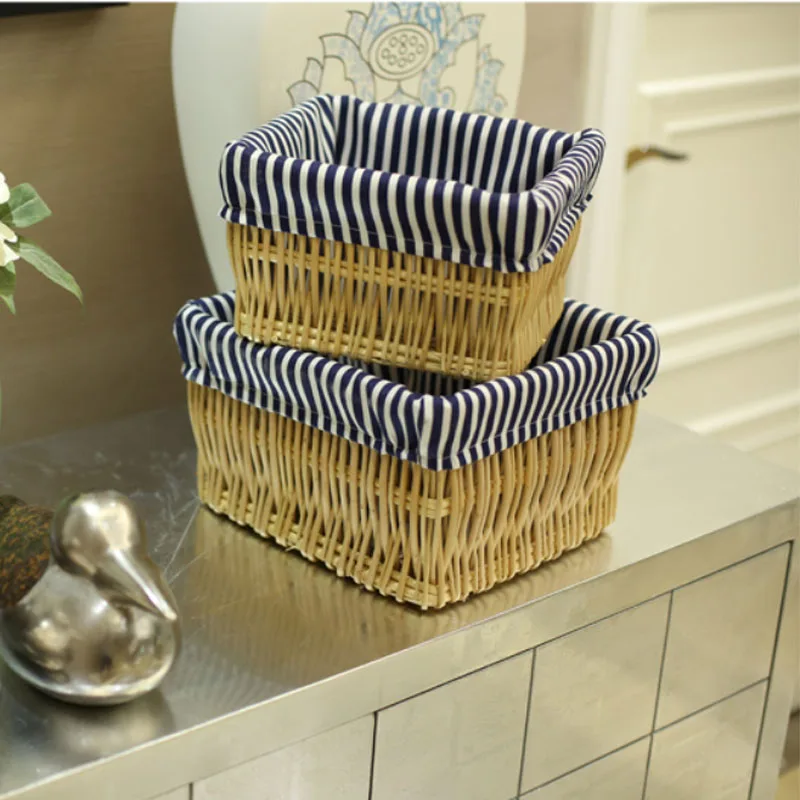 Белая и желтая декоративная корзина для хранения большие маленькие плетеные