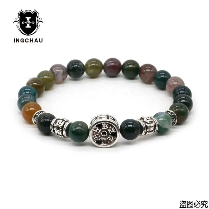 Браслет с мантрой из буддизма 6 словами и посеребренным покрытием|yoga jewelry|amazonite