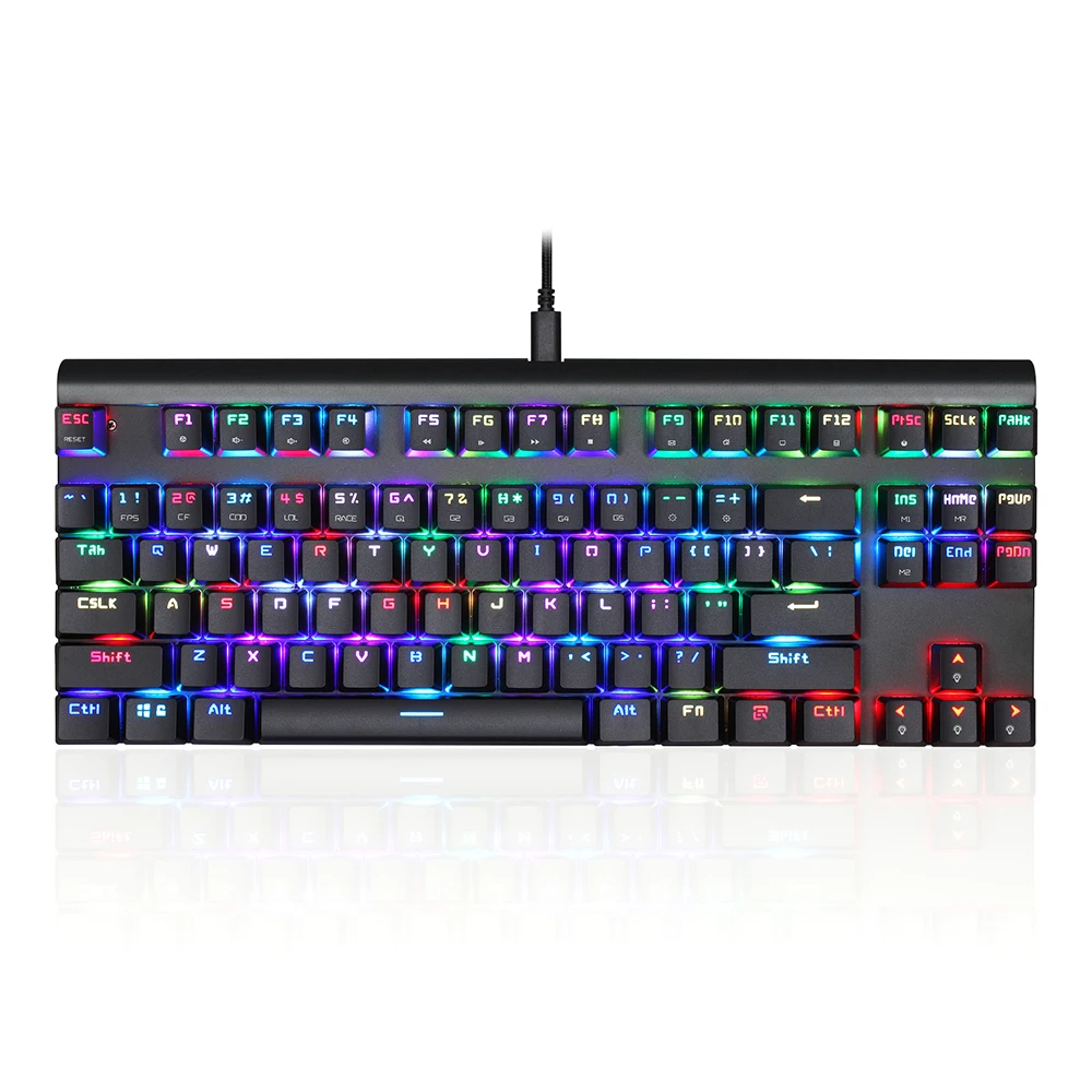 Motospeed CK101 Проводная Механическая клавиатура эргономичный RGB подсветкой 87 Ключи anti