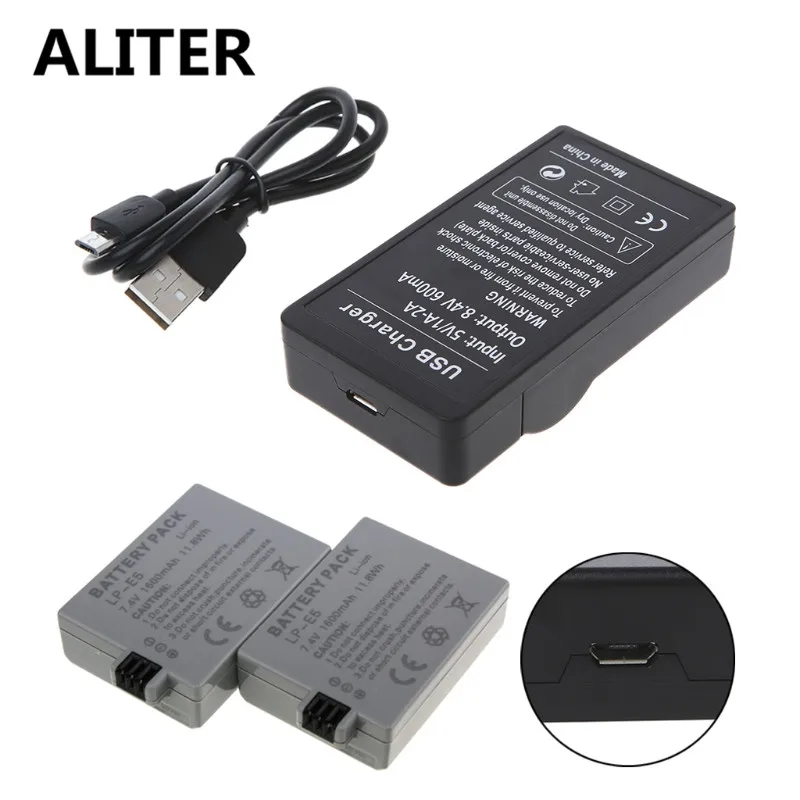 ALITER USB Батарея Зарядное устройство для Canon LP-E5 EOS 1000D 450D 500D поцелуй F X2 Rebel Xsi |