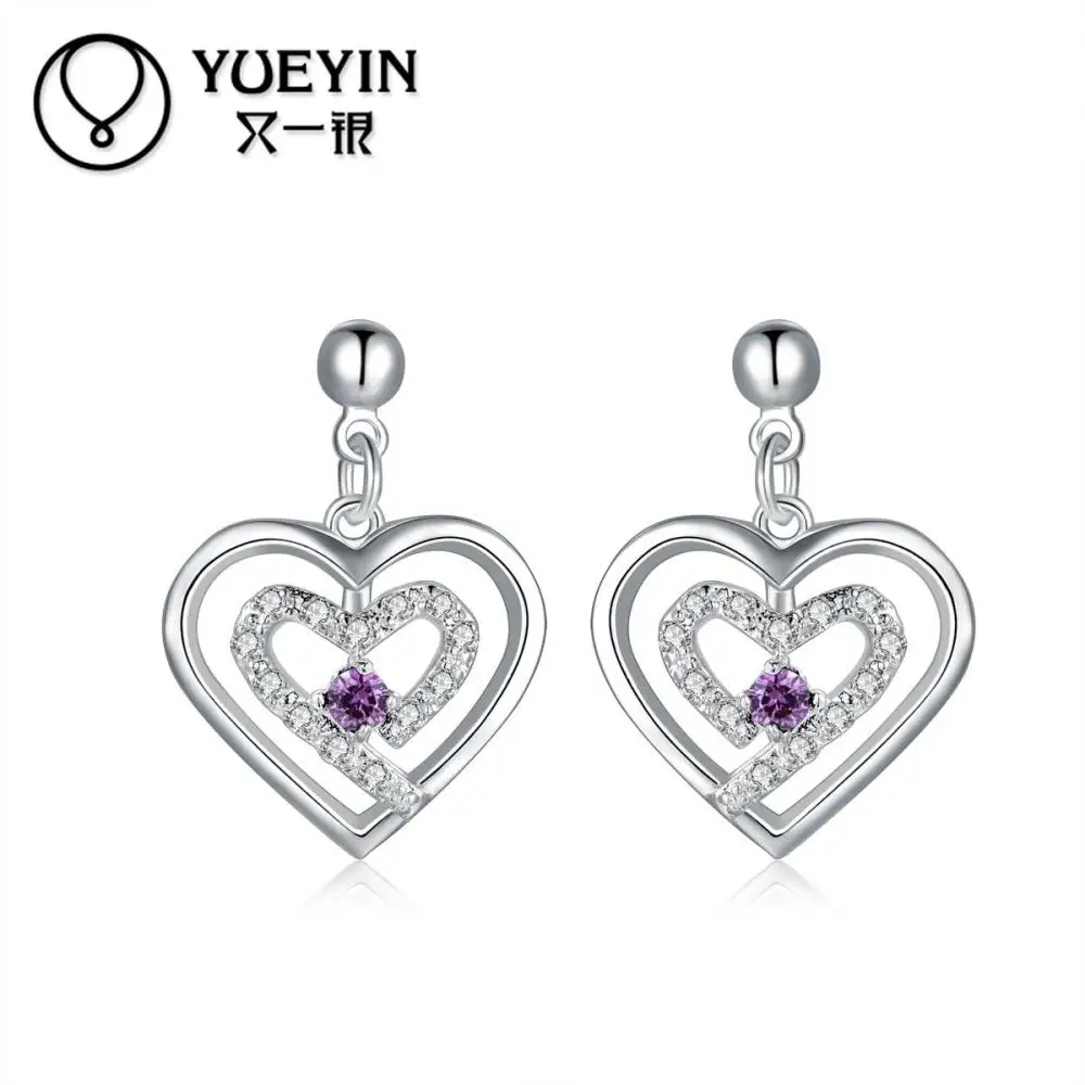 2014 New supplies 925 heart earrings fashion Brand bijoux With CZ Crystals | Украшения и аксессуары