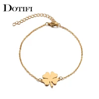 dotifi for women stainless steel bracelet lucky clover gold and silver color pulseira feminina lover engagement jewelry