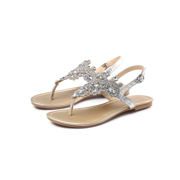 2019 новые богемные женские босоножки сандалии с кристаллами Rhinestone натуральная