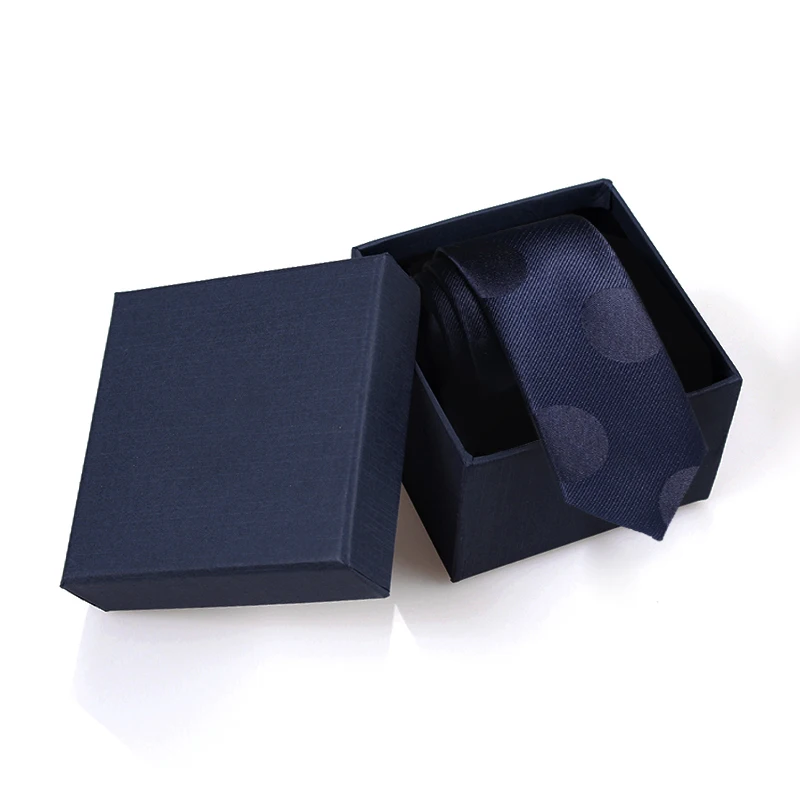 

Luxury Dark Blue Jacquard Weave Striped Ties for Men 5.5cm Slim Necktie Designer Narrow Mens Tie with High Quality Gift Box