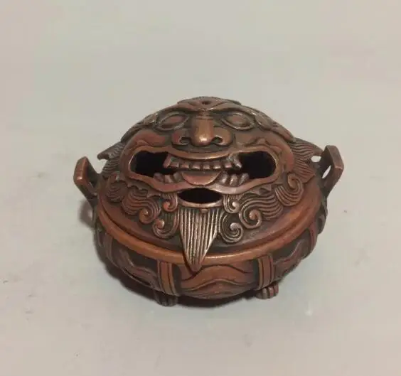 

Коллекционная archaize фиолетовый медный лев голова благовония горелка