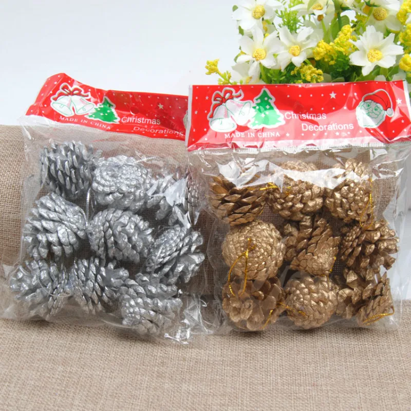 9 шт 4 см Pinecone Рождественская елка подвесное украшение сосновые шишки безделушка