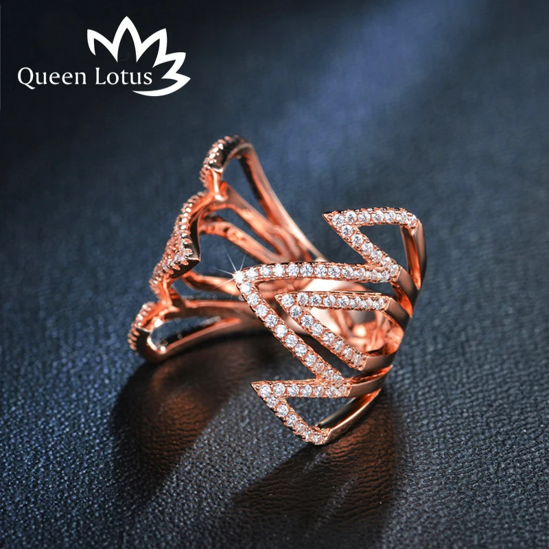 Изысканные кольца Queen Lotus 2017 с текстурой молнии для девочек гибкие Открытые