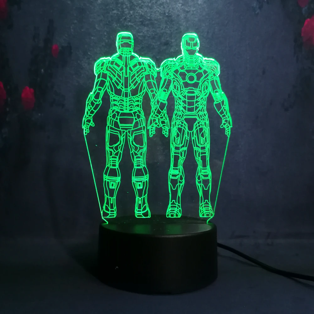 3D Marvel Movie Super Hero Железный человек ночник 7 цветов мечта изменение мальчик игрушка