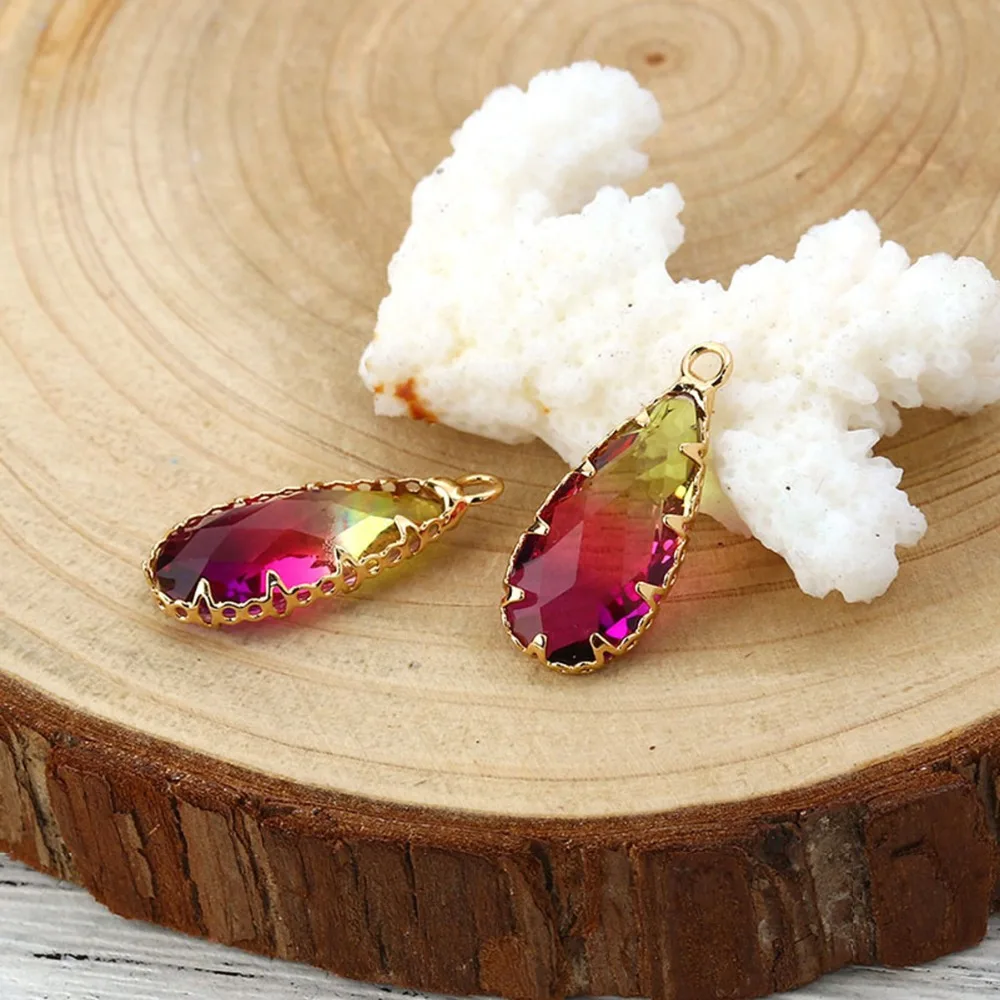 Подвеска DoreenBeads из меди и стекла оправа под золото красочные граненые подвески 24