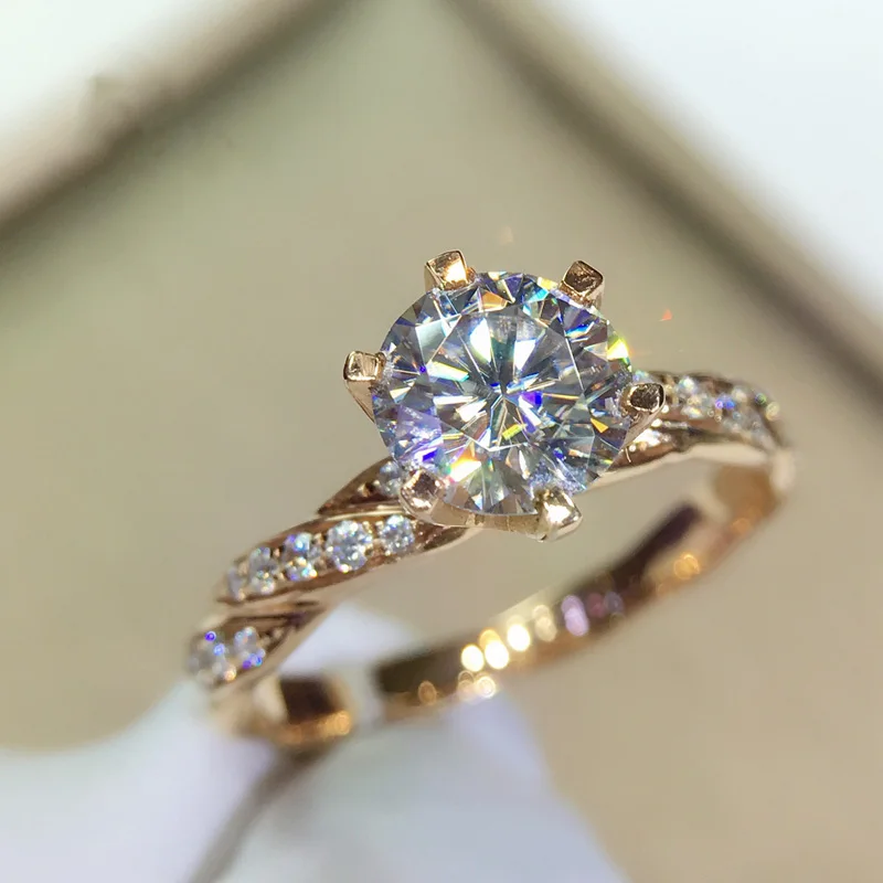 18 K 750Au золото Moissanite алмазное кольцо обручальное кольцо D Цвет VVS с национальным сертификатом MO-H100105
