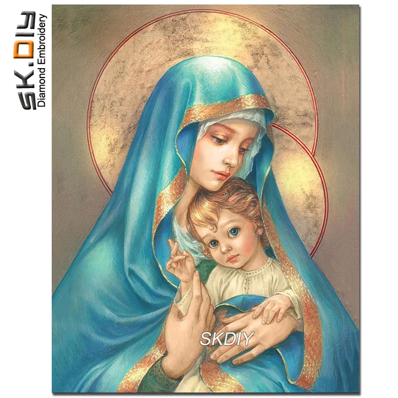 SK DIY 5D полный алмазов вышивки Мадонна в azure одежда religion алмазы Живопись Мозаика 3D