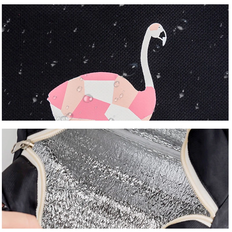 BONAMIE Flamingo Водонепроницаемая маленькая сумка для ланча на молнии термальная еда