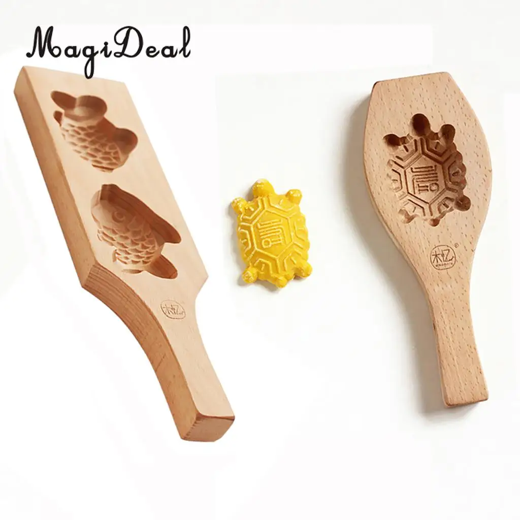 MagiDeal Blessing Fish черепаха узор деревянная ручная работа Маффин Mooncake чашки плесень