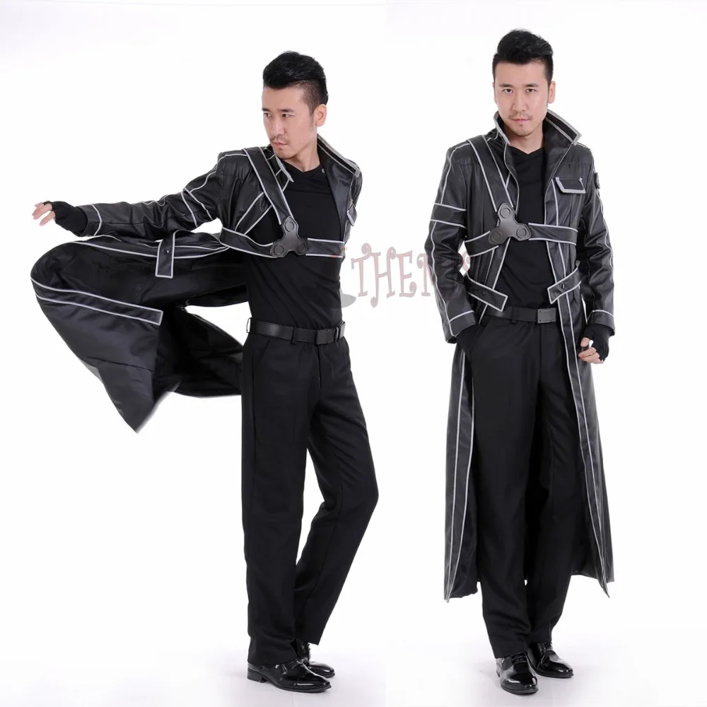 Athemis Sword Art Online Kirito Leather Cosplay Costume Jacket Shirt Gloves Accessories To Choose  Custom Made 