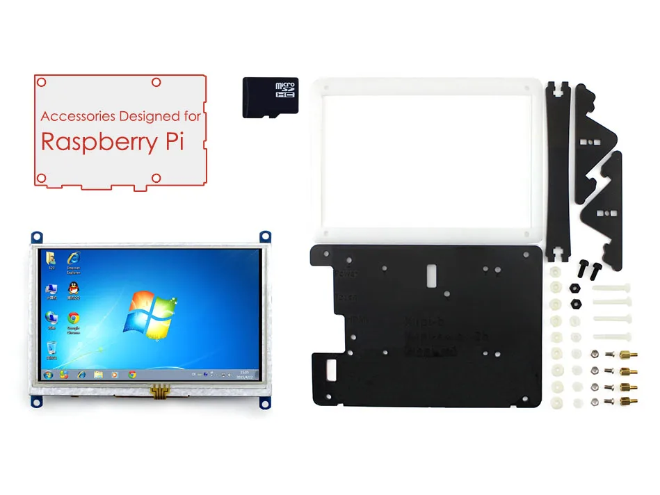 Raspberry Pi Acc упаковка (тип E) с 5 дюймовым ЖК экраном HDMI (B) Двухцветный чехол карта Micro SD