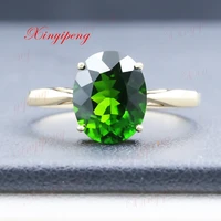 18 k gold with natural diopside ring contracted and delicate fine jewelry 8 10 mm