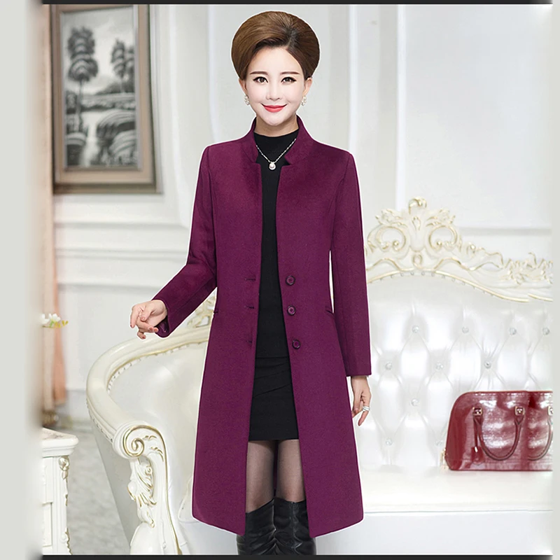 2018 Autumn winter Women's Wool Coat New Fashion Long Woolen Single Breasted Slim Type Female plus size 6XL | Женская одежда