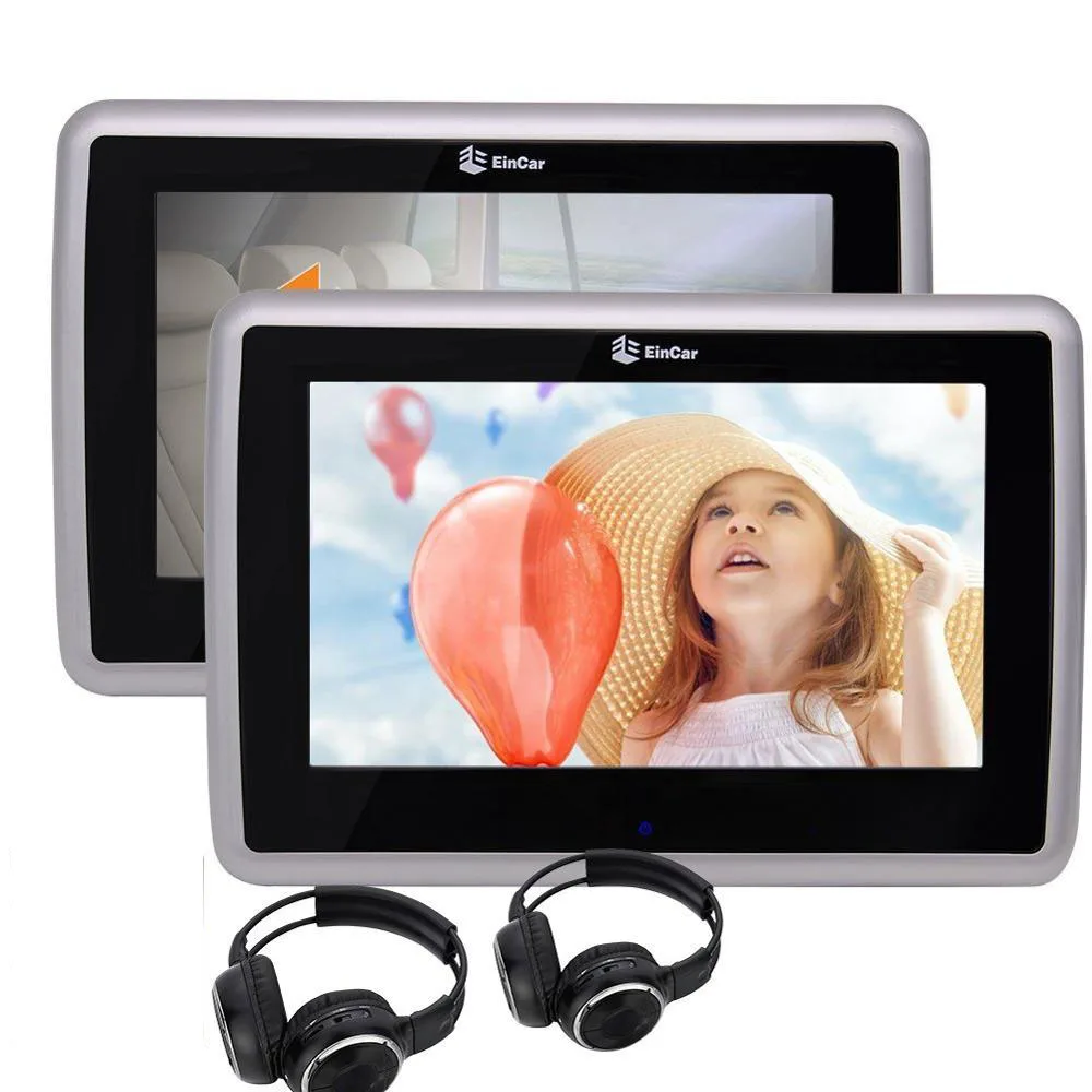 Dual Car Headrest Monitors Wide Touch Screen Player support TV PC CD DVD 1080P with USB/SDand Wireless Infrared Headphone | Автомобили и