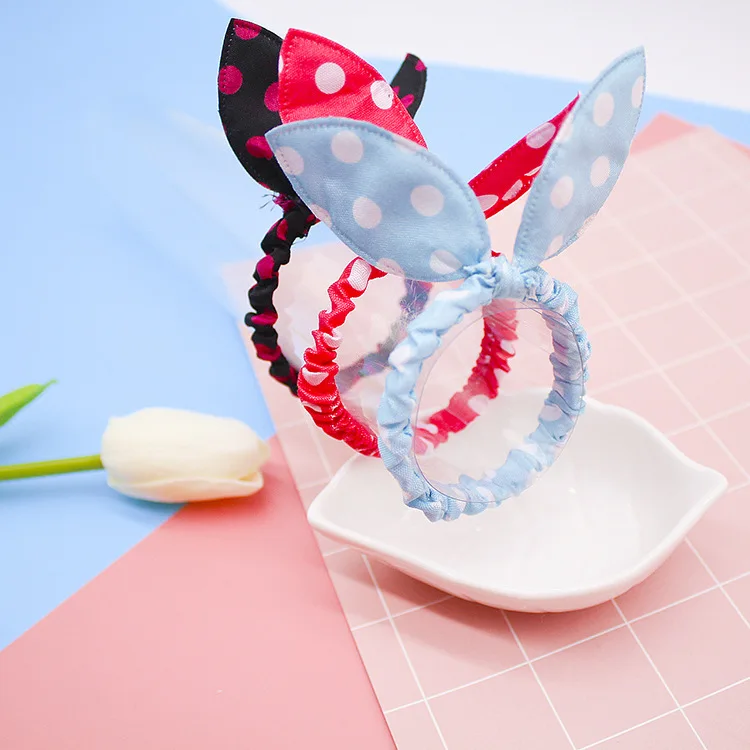 

10 Pcs Fashion Girls Hair Band Mix Styles Polka Dot Bowknot Rabbit Ears Elastic Hair Ropes Ponytail Holder for Woman Headwear