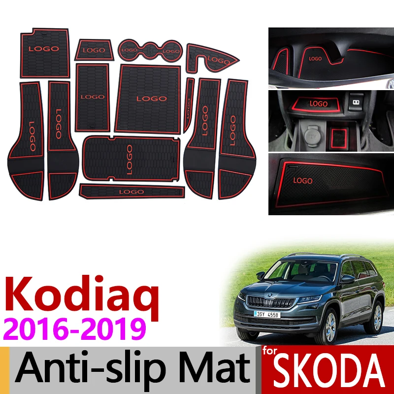Противоскользящий коврик с прорезями для ворот резиновые подставки Skoda Kodiaq 2016 2017