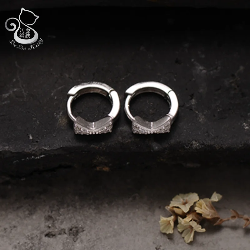 Детские серьги кольца из серебра 925 пробы с бантом|small hoop earrings|fashion earringshoop earrings |