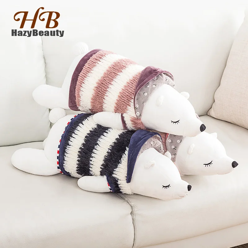 

50cm Kawaii Animal Polar Bear Soft Stuffed Plush Neck Pillows Cute Bedding Body Decoration Seat Cushion Birthday Christmas Gift