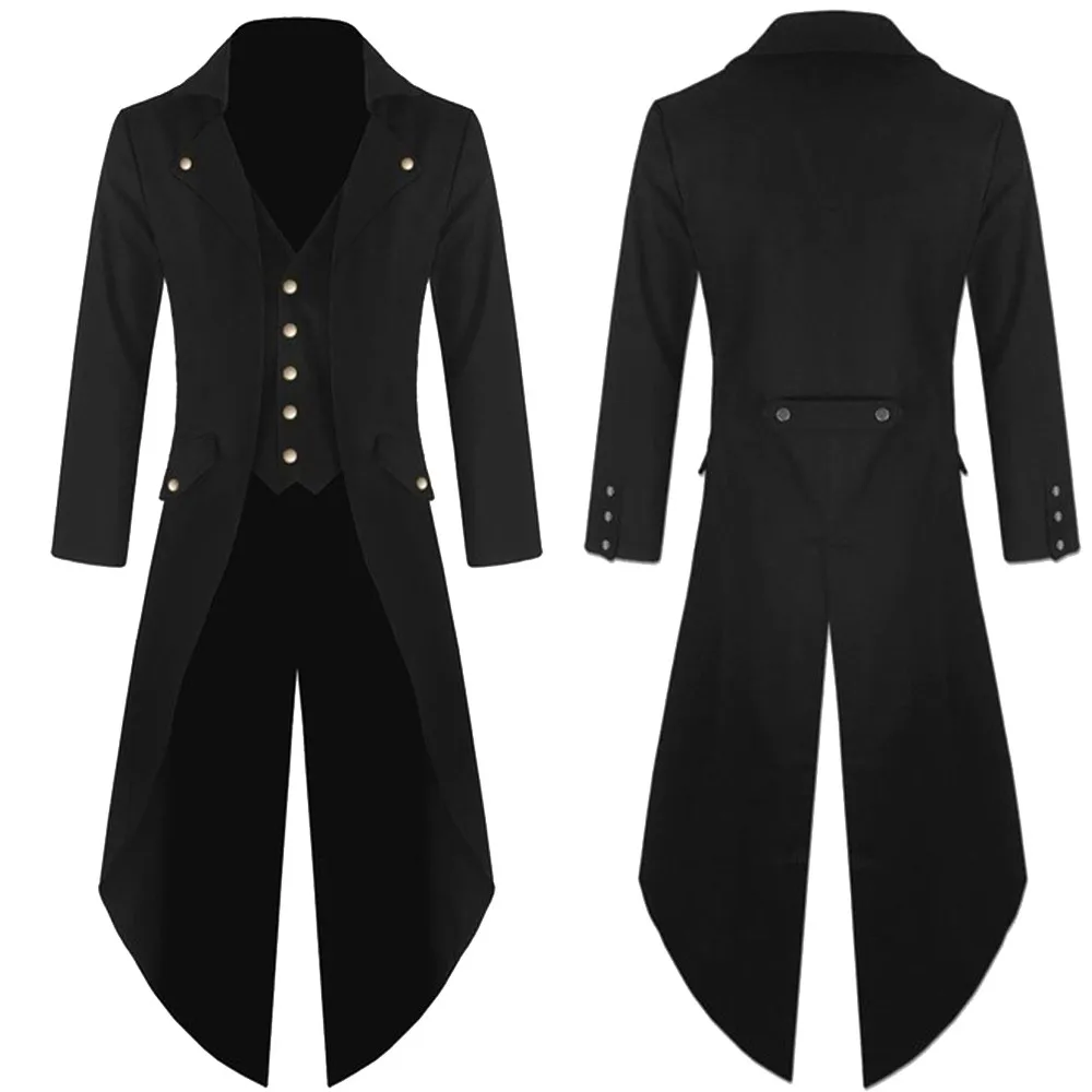 

Men Vintage Suit Jacket Long Tuxedo Vintage Steampunk Retro Tailcoat Single Breasted Gothic Victorian Frock Coat Cosplay