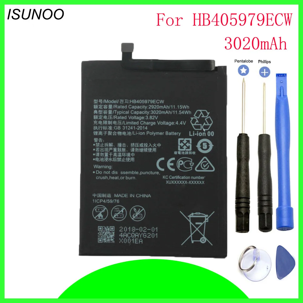 Аккумулятор ISUNOO 3020 мАч HB405979ECW для Huawei Nova CAZ AL10 Enjoy 6S Honor 6c Y6 PRO 2017 Y5 p9 lite mini +