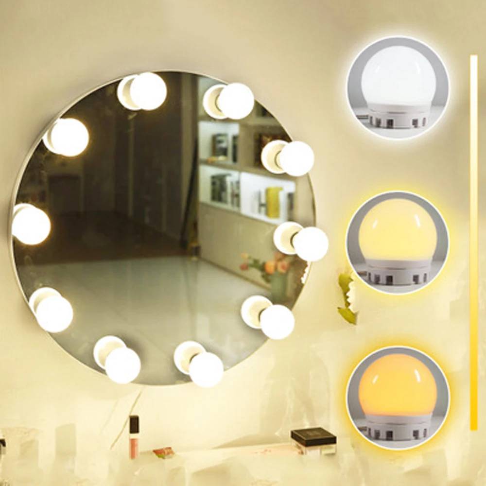 Светодиодная Led подсветка маленького зеркала 360 градусов вращение Голливуд Стиль