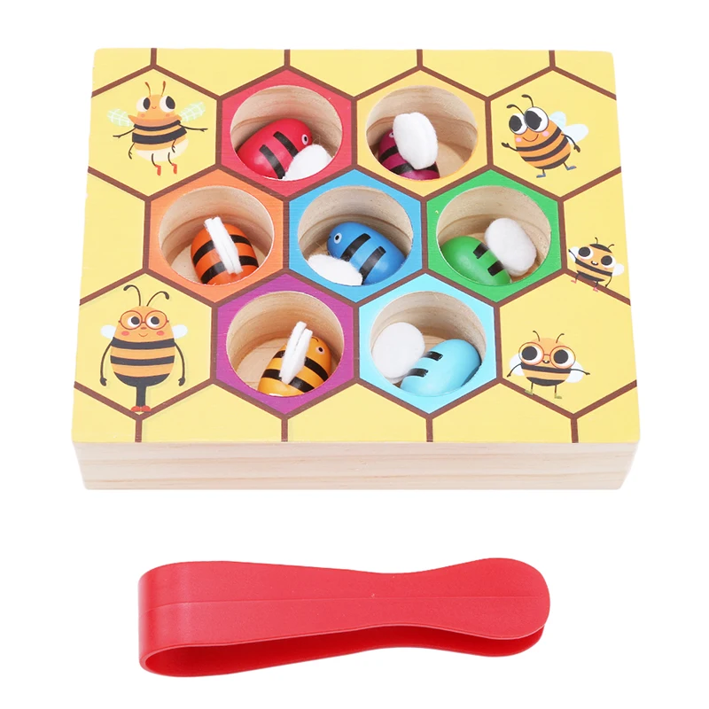Children Clip Beehive Games Intelligence Color Cognition Toys Small Bee Toy Kids Montessori Early Educational Wooden | Игрушки и хобби