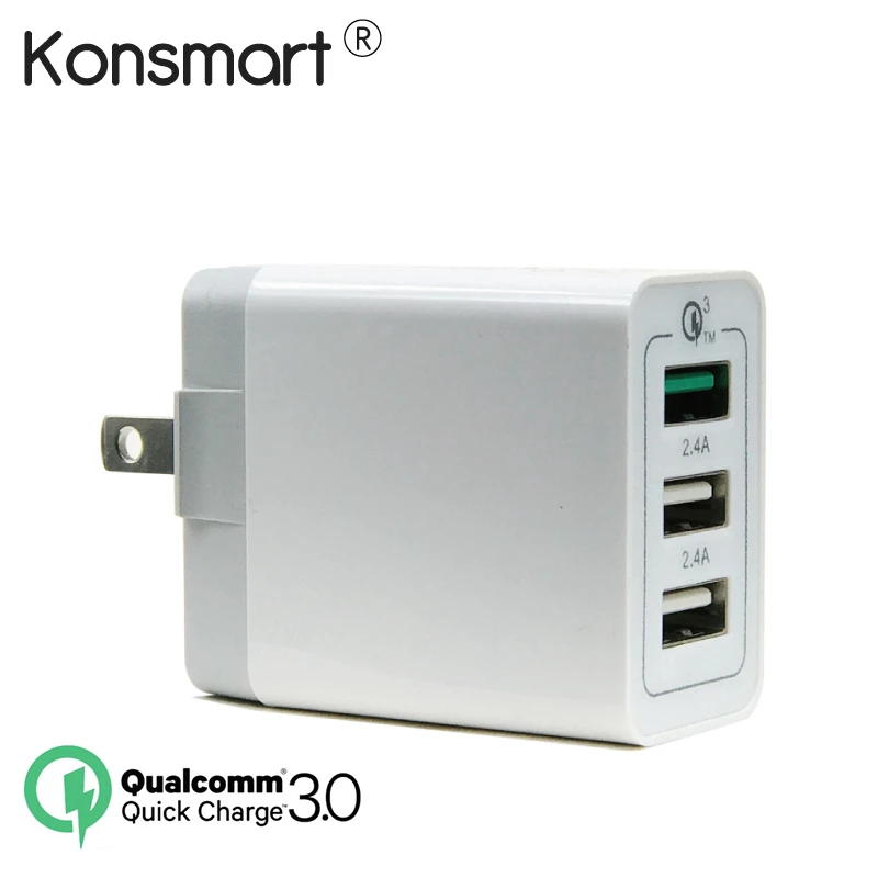 Зарядное устройство KONSMART с 3 USB-портами 30 Вт Quick Charge 0 | Мобильные телефоны и