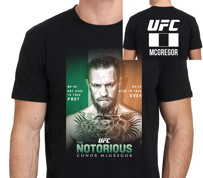 Connor McGregor Notorious Мужская черная футболка Размер: S M L XL XXXL100 % хлопок Повседневная