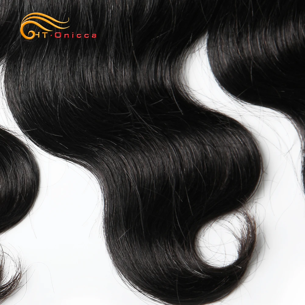 Onicca объемные волнистые пучки с фронтальным бразильским плетением волос 13x4