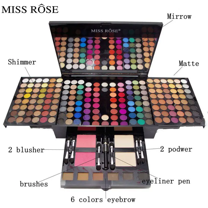 MISS ROSE Косметика 180 цветов матовый блеск Тени для век Палитра пудра Макияж глаз