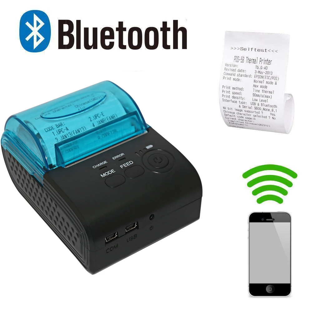 VOXLINK 58mm Mini Portable Bluetooth 4.0 Wireless Receipt Thermal Printer for IOS Android Windows USB POS | Компьютеры и офис