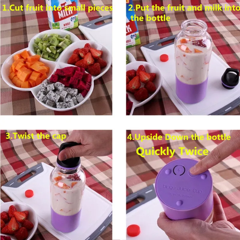 

500ml Electric Juicer Cup USB Rechargeable Mini Portable Blender Juicer Maker Shaker Squeezers Fruit Orange Juice Extractor