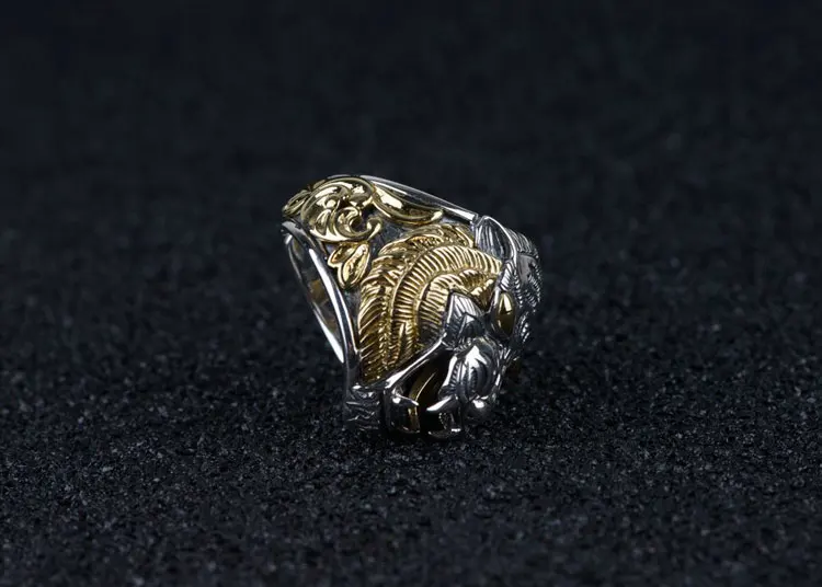 FNJ Панк животных Тигр кольцо серебро 925 Anillos Новая мода S925 стерлингов Серебряные кольца для Для мужчин ювелирные изделия Регулируемая Размеры bague