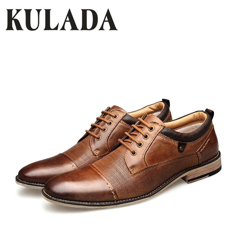 KULADA/Мужские модельные туфли высокого качества обувь из натуральной кожи больших