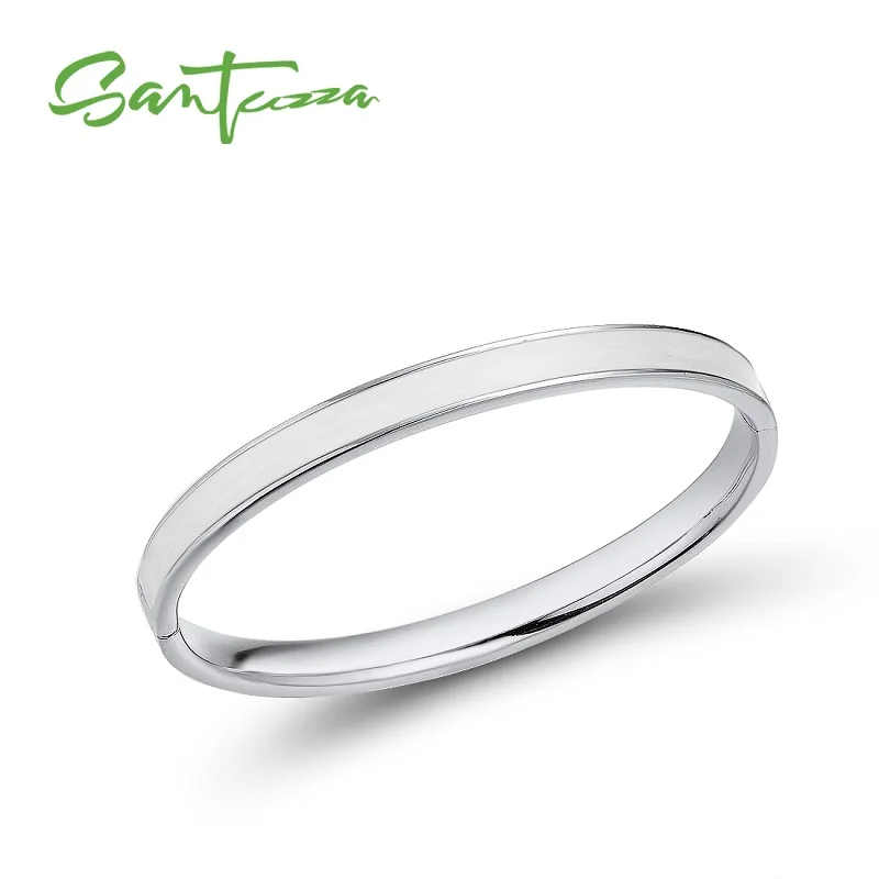 White Rhodium(White) SANTUZZA, женский браслет, простой, лаконичный, многоцветный, эмаль, браслет, высокое качество, вечерние, модные ювелирные изделия ручной работы - Окраска металла: White Rhodium(White)